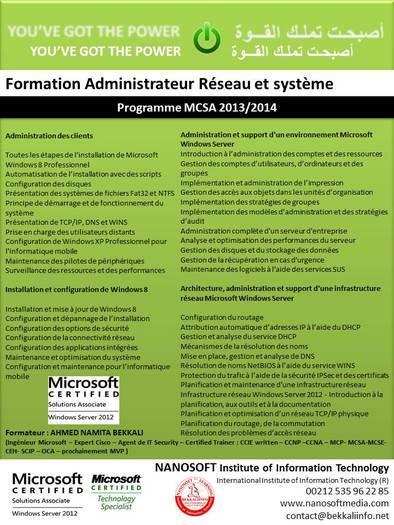 Formation Administrateur Systèmes et Réseaux MCSA